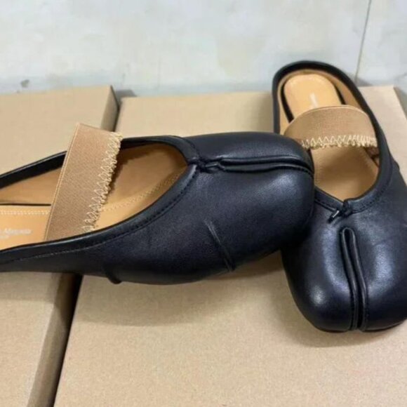 Maison Margiela Tabi Ballet Flats Black Size 39 US 9 w/ Elastic Band Japan - Picture 4 of 4